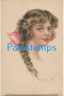 228589 ART ARTE SIGNED ELISE CATHERINE FIDLER FACE WOMAN POSTAL POSTCARD - Autres & Non Classés