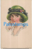 228509 ART ARTE SIGNED ALICE LUELLA FIDLER FACE WOMAN WITH A HAT POSTAL POSTCARD - Other & Unclassified