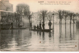 LAGNY: Inondation Du 26 Janvier 1910 Place Delambre Et Rue Des Vieux Moulins - Très Bon état - Lagny Sur Marne