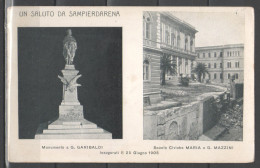 Sampierdarena - Un Saluto Da Sampierdarena - Monumento A Garibaldi E Scuole Mazzini - Genova (Genoa)