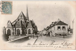 NEMOURS: Abside De L'église Saint-jean Et La Rue De Paris - Très Bon état - Nemours