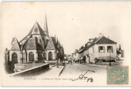 NEMOURS: Abside De L'église Saint-jean Et La Rue De Paris - Très Bon état - Nemours