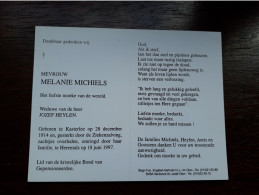Melanie Michiels ° Kasterlee 1914 + Herentals 1997 X Jozef Heylen (Fam: Aerts - Goossens) - Esquela