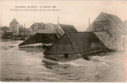 MORET-sur-LOING: Inondation Moret 21 Janvier 1910 Loing En Amont Du Pont Vers Les Vieux Moulins - Très Bon état - Moret Sur Loing