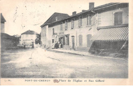 PONT DE CHERUY - Place De L'Eglise Et Rue Giffard - Très Bon état - Pont-de-Chéruy