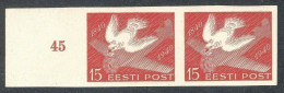 Estonia, 1940, Soviet (Russian) Occupation, Pigeon, 15 S, Imperforated Pair - Estonie