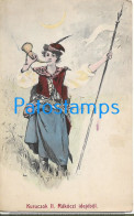 228603 ART ARTE WOMAN WITH A HORN FROM THE TIME OF KURUCZOK II RAKOCZI  POSTAL POSTCARD - Zonder Classificatie