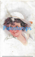 228608 ART ARTE SIGNED WOMAN WITH A HAT DAMAGED CIRCULATED TO ARGENTINA POSTAL POSTCARD - Andere & Zonder Classificatie