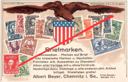 Litho AK Chemnitz Briefmarken Ausstellung 1927 Albert Beyer Geschäft Fritz Reuter Straße 14 USA Stamps Philatelie - Chemnitz