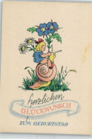 51023808 - Maedchen Schnecke Blumen Sign.W.L. - Geburtstag