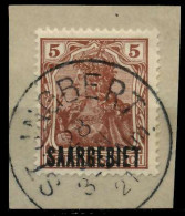 SAARGEBIET GERMANIA Nr 44b Zentrisch Gestempelt Briefstück X7B2296 - Used Stamps