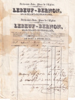 Arcis Sur Aube (89 Yonne) Cachet Type 12 / Pont Sur Yonne Type 13 Facture Bourrelier 1839 Lebeuf Bernon + 2eme Facture - 1801-1848: Precursori XIX