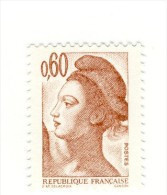 Liberté 0fr60 Brun Rose YT 2239b En GOMME MATE. Voir Le Scan. Cote YT : 2 €, Maury N° 2244a : 2 €. - Unused Stamps