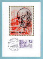 Carte Maximum 1985 - Personnages Célèbres - François Mauriac - écrivain - YT 2360 - 33 Bordeaux - 1980-1989