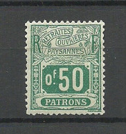 FRANCE Sociaux Fiscaux Retraites Ouvrières Et Paysannes Ca. 1911 Patrons 0,50 F.* - Marken