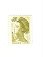 Liberté 0.80fr Olive YT 2241g Avec GOMME MATE. Pas Courant, Voir Le Scan. Cote YT : 3 €. - Unused Stamps