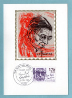 Carte Maximum 1985 - Personnages Célèbres - Jean-Paul Sartre - écrivain - YT 2357 - Paris - 1980-1989