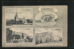 AK Drinov, Kostel, Vila, Skola & Stred Obce  - República Checa