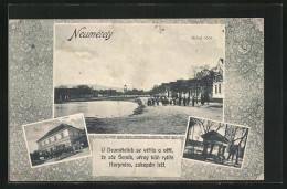 Passepartout-AK Neumetely, Sted Obce, Skola, Ortspartie  - Czech Republic