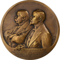 France, Médaille, Raymond Poincaré, Georges Clémenceau, 1918, Bronze, Henry - Andere & Zonder Classificatie