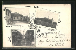 AK Svémyslice, Socha Sv. Prokopa, Kostel, Fara  - Czech Republic