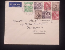 C) 1953. AUSTRALIA. AIRMAIL ENVELOPES SENT TO USA. MULTIPLE STAMPS. XF - Autres & Non Classés