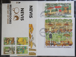 Nevis 1140-1143 Und 1144-1155, Block 132f Gestempelt Kleinbogen / Als FDC #GG359 - St.Kitts Und Nevis ( 1983-...)