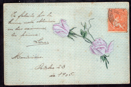 Uruguay - 1905 - Flowers - Drawing - Two Pink Roses - Fleurs