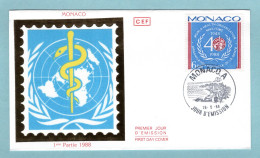 FDC Monaco 1988 - OMS Organisation Mondiale De La Santé - YT 1636 - FDC