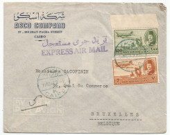 Egypt Express Air Mail Cover Sent To Belgium 1947 - Aéreo