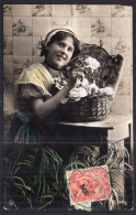 Postcard - 1906 - Femme - Colorized - Woman With Basket Of Flowers - Femmes