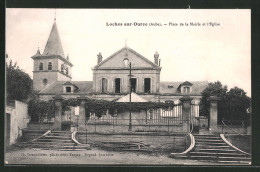 CPA Loches-sur-Ource, Place De La Mairie Et L`Eglise  - Autres & Non Classés