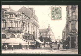 CPA Troyes, Le Café Francais Et La Rue De La République  - Troyes