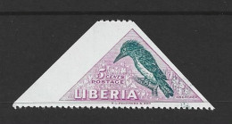 Liberia 1953 Birds 5c Kingfisher Error Imperforate 2 Sides Marginal Single MNH - Altri & Non Classificati