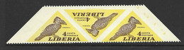 Liberia 1953 Birds 4c Hornbill Error Imperforate 2 Sides Strip Of 5 MNH - Altri & Non Classificati