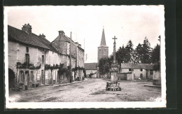 CPA Baigneux-les-Juifs, Place De L`Eglise Et Le Calvaire  - Autres & Non Classés