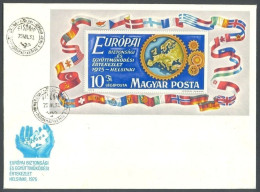 Hungary 1975, Conference Of Safety In Europe, Souvenir Sheet, FDC - Other & Unclassified