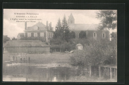 CPA Vienne-la-Ville, L`Eglise Avant Les Bombardements, Abreuvoir Sur L`Aisne  - Otros & Sin Clasificación