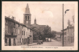 CPA Fontaines-Saint-Martin, La Place Et L'Eglise  - Other & Unclassified