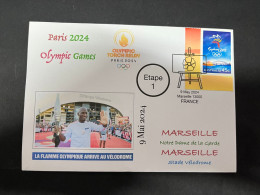 10-5-2024 (4 Z 37) Paris Olympic Games 2024 - Torch Relay (Etape 1) In Marseille (9-5-2024) With OLYMPIC Stamp - Summer 2024: Paris