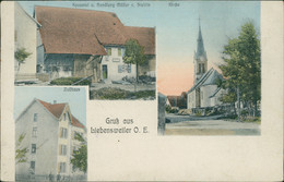 68 LIEBENSWILLER /  Zollhaus - Kirche - Spezerei U. Handlung Muller V. Stehlin / BELLE CARTE COULEUR - Autres & Non Classés