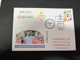 10-5-2024 (4 Z 37) Paris Olympic Games 2024 - Torch Relay (Etape 1) In Marseille (9-5-2024) With OZ Stamp - Estate 2024 : Parigi