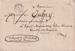 Sens Sur Yonne (89 Yonne) Lettre Enveloppe Pour Sergines Taxe Locale 2 Et Cursive De Thorigny Sur Oreuse En 1852 - 1801-1848: Précurseurs XIX