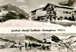 73903163 Saalbach -Hinterglemm AT Gasthof Auhof Kirche Seilbahn Panorama  - Autres & Non Classés