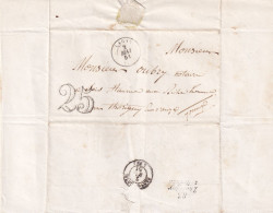 Lagny (73 Savoie) Type 15 Lettre Pour Et Cursive De Thorigny Sur Oreuse Taxe 25 Centimes En 1851 - 1801-1848: Precursors XIX