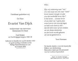 Evarist Van Dijck (1913-2002) ~ Oudstrijder (1940-1945) - Devotion Images