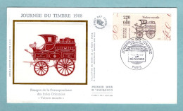 FDC France 1988 - Journée Du Timbre 1988 - Voiture Montée YT  2526 - Paris (soie) - 1980-1989