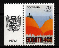 02G- KOLUMBIEN - 1988 - MI#:1717 - MNH- BOGOTA 450 YEARS – PERU COAT OF ARMS LABEL - Kolumbien