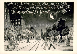 73756446 St Pauli Hamburg Nachtleben Bummellauf Lustige-Karte  - Sonstige & Ohne Zuordnung