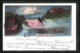 Lithographie Rheinfall Bei Nacht, Wasserfall  - Otros & Sin Clasificación